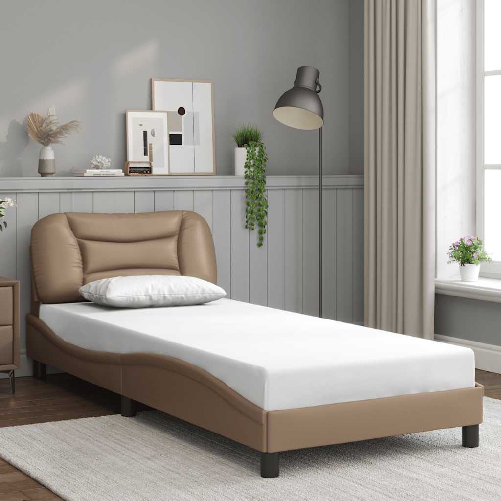 sengeramme uden madras Hvar 90x190 cm kunstlæder cappuccinofarvet