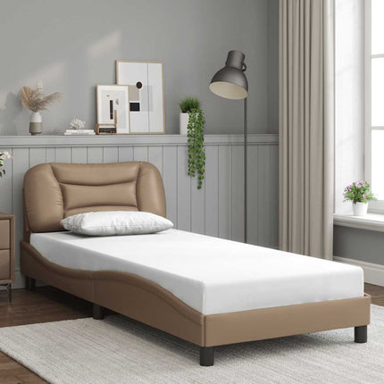 sengeramme uden madras Hvar 90x190 cm kunstlæder cappuccinofarvet