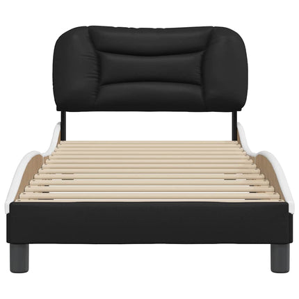 sengeramme uden madras Hvar 90x190 cm kunstlæder sort og hvid