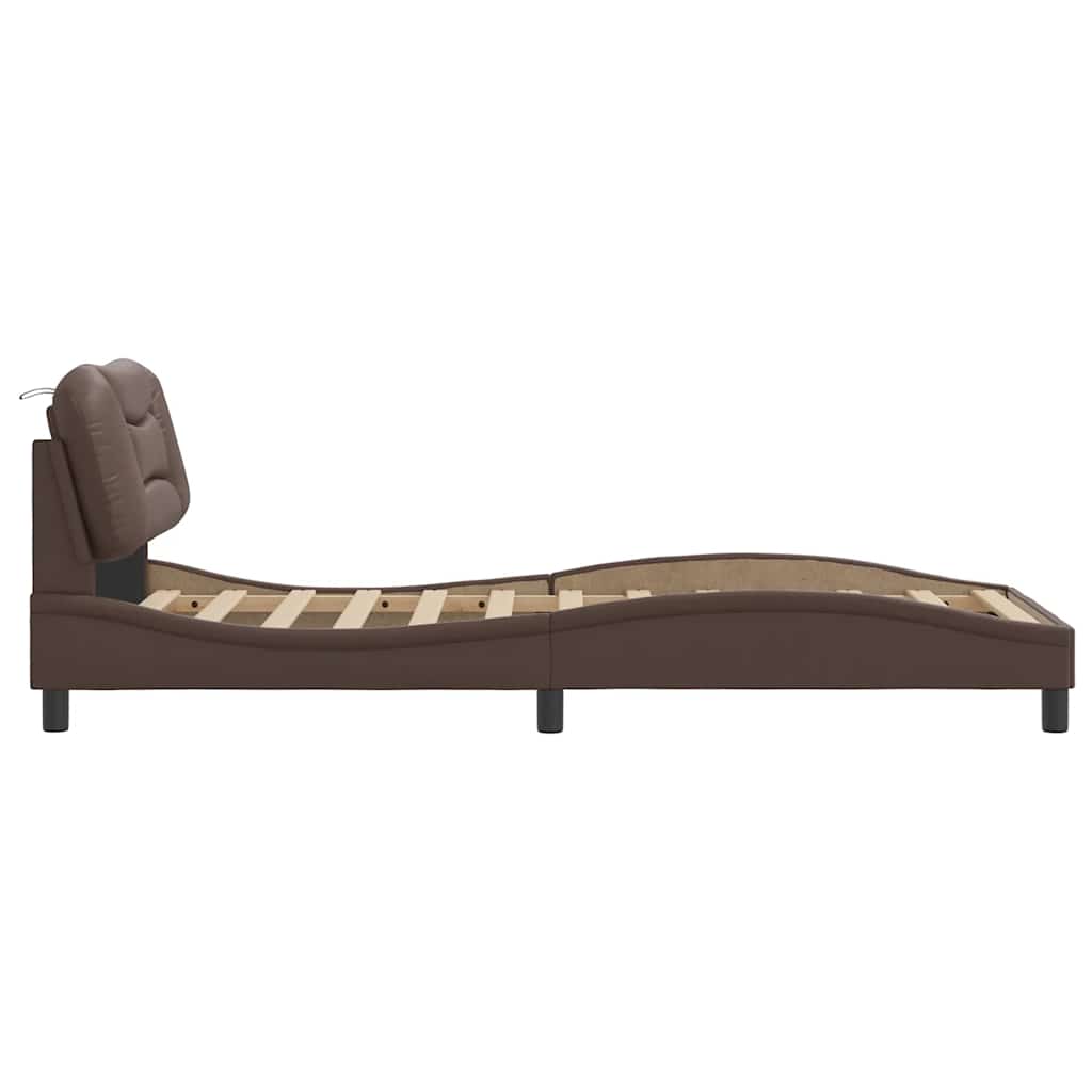 sengeramme uden madras Hvar 90x200 cm kunstlæder brun