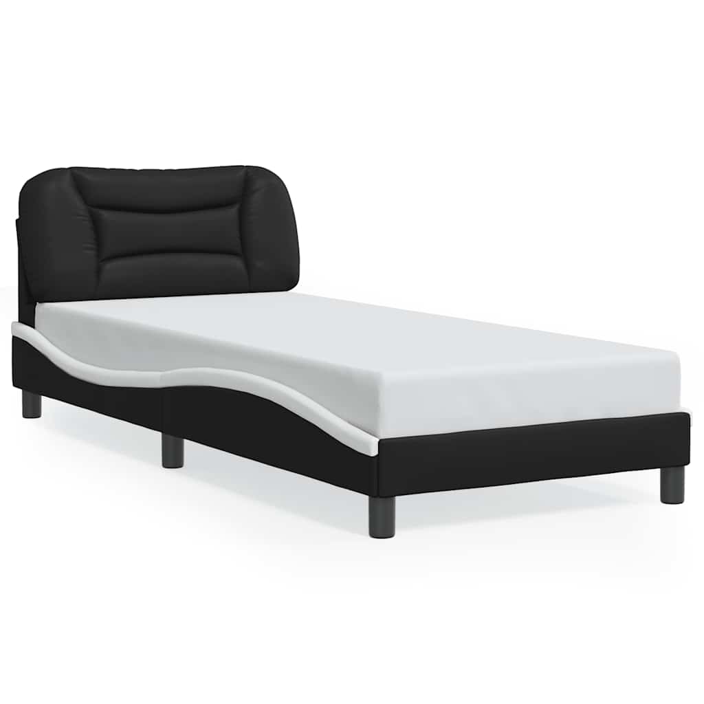 sengeramme uden madras Hvar 90x200 cm kunstlæder sort og hvid