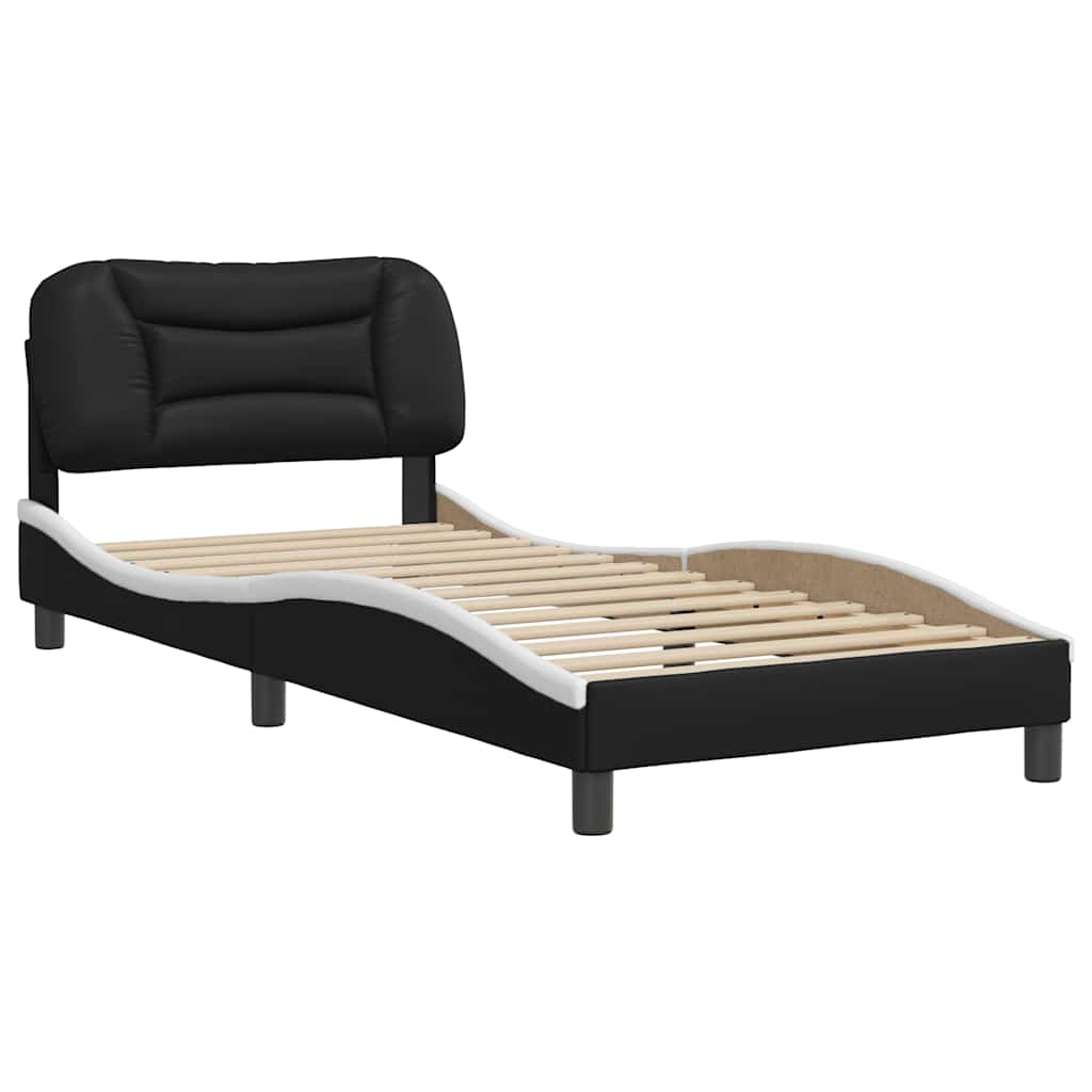sengeramme uden madras Hvar 90x200 cm kunstlæder sort og hvid