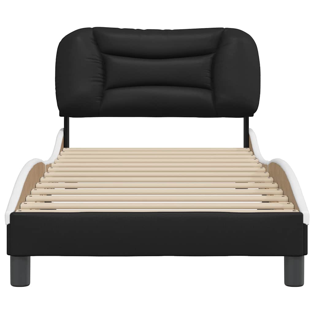 sengeramme uden madras Hvar 90x200 cm kunstlæder sort og hvid
