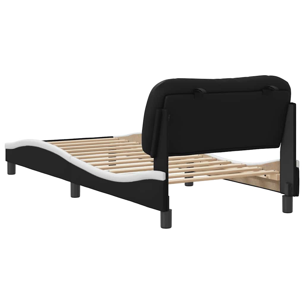 sengeramme uden madras Hvar 90x200 cm kunstlæder sort og hvid
