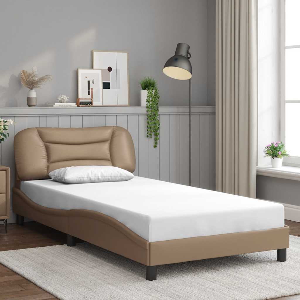 sengeramme uden madras Hvar 100x200 cm kunstlæder cappuccinofarvet