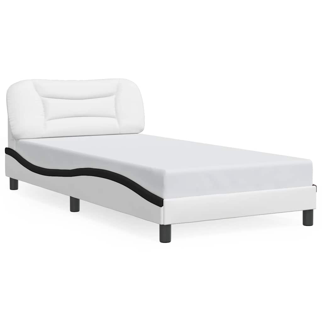 sengeramme uden madras Hvar 100x200 cm kunstlæder sort og hvid