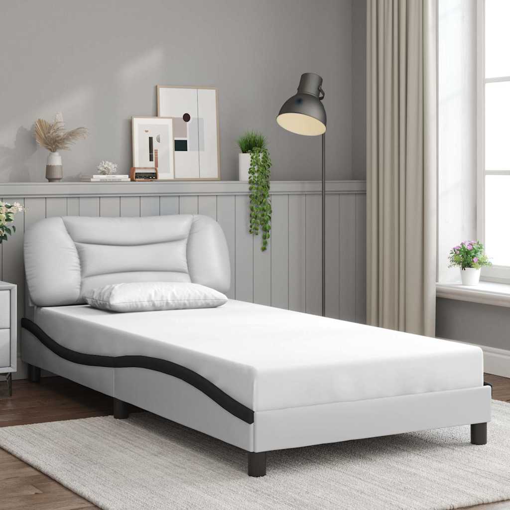 sengeramme uden madras Hvar 100x200 cm kunstlæder sort og hvid