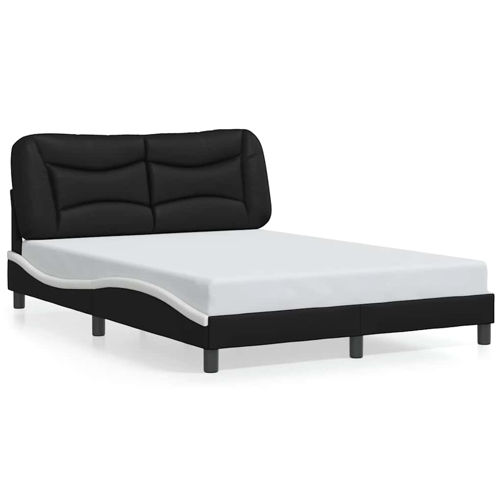 sengeramme uden madras Hvar 140x190 cm kunstlæder sort og hvid