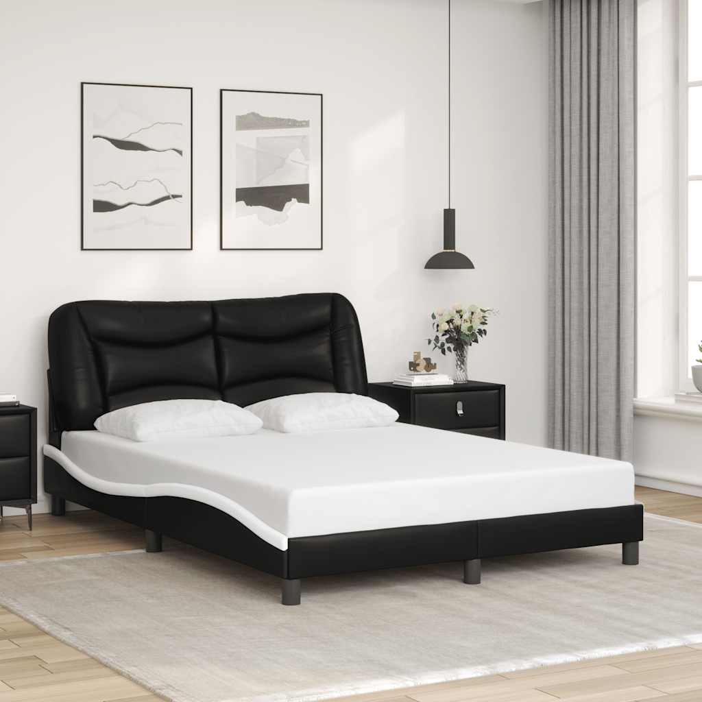 sengeramme uden madras Hvar 140x190 cm kunstlæder sort og hvid