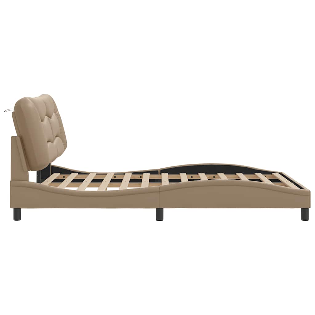 sengeramme uden madras Hvar 140x200 cm kunstlæder cappuccinofarvet
