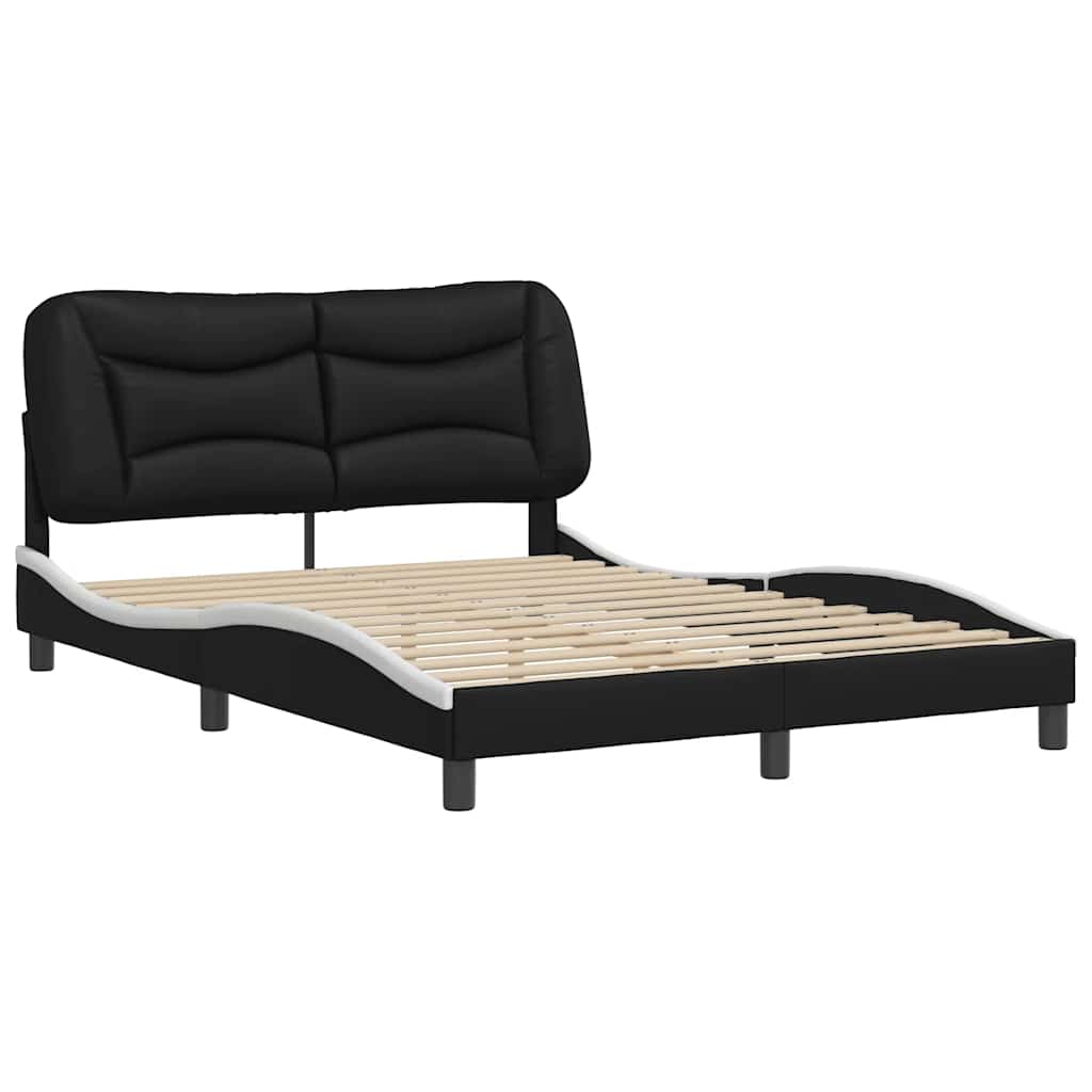 sengeramme uden madras Hvar 140x200 cm kunstlæder sort og hvid