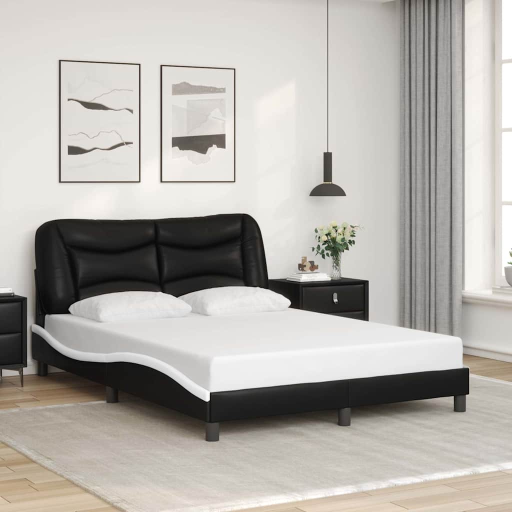 sengeramme uden madras Hvar 140x200 cm kunstlæder sort og hvid