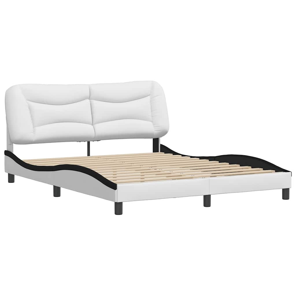 sengeramme uden madras Hvar 160x200 cm kunstlæder hvid og sort