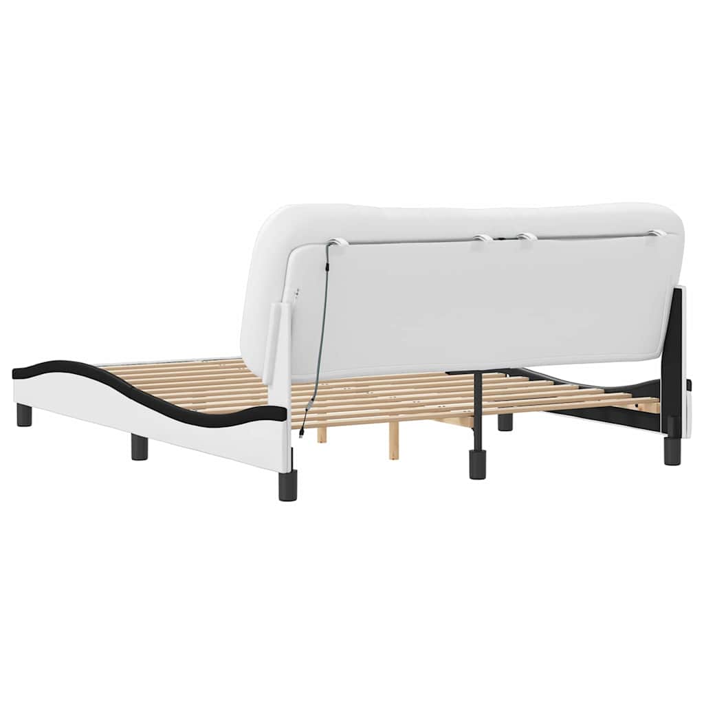 sengeramme uden madras Hvar 160x200 cm kunstlæder hvid og sort