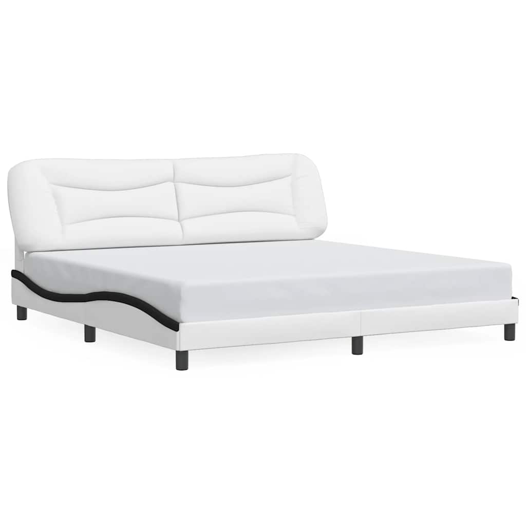 sengeramme uden madras Hvar 200x200 cm kunstlæder hvid og sort