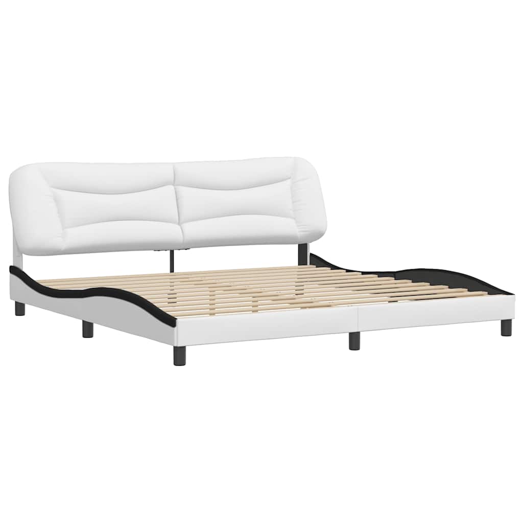 sengeramme uden madras Hvar 200x200 cm kunstlæder hvid og sort