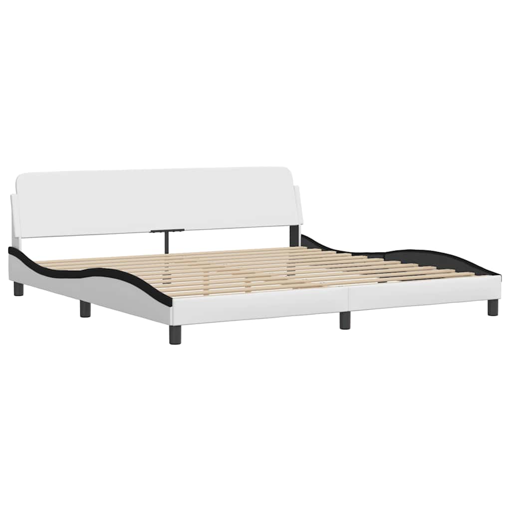 sengeramme uden madras Hvar 200x200 cm kunstlæder hvid og sort