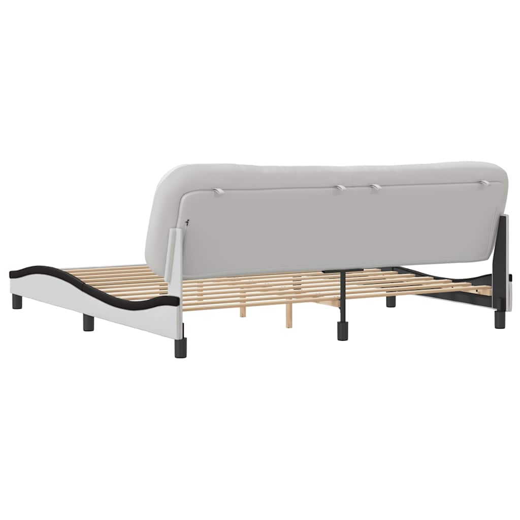 sengeramme uden madras Hvar 200x200 cm kunstlæder hvid og sort