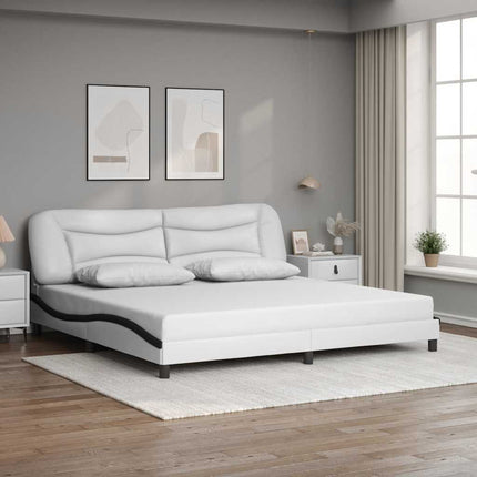 sengeramme uden madras Hvar 200x200 cm kunstlæder hvid og sort