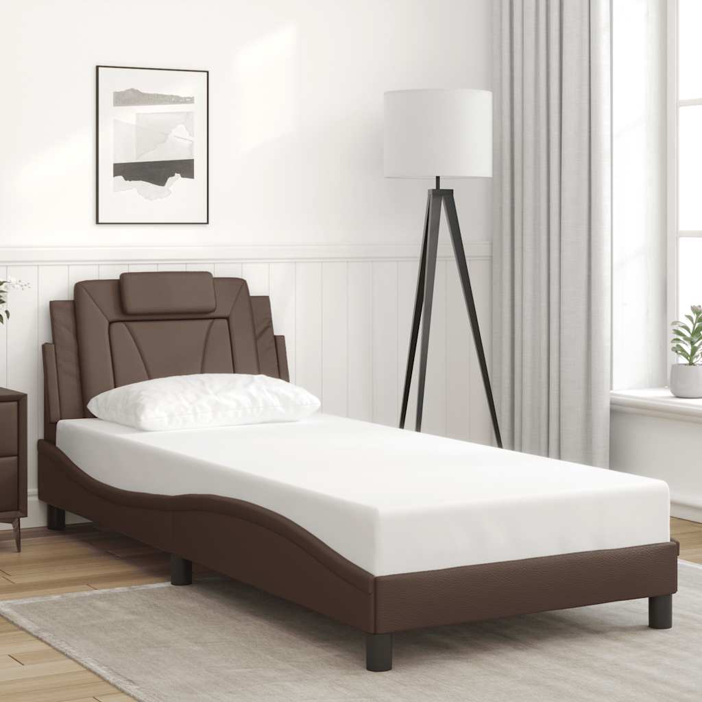 sengeramme uden madras Viana 80x200 cm kunstlæder brun