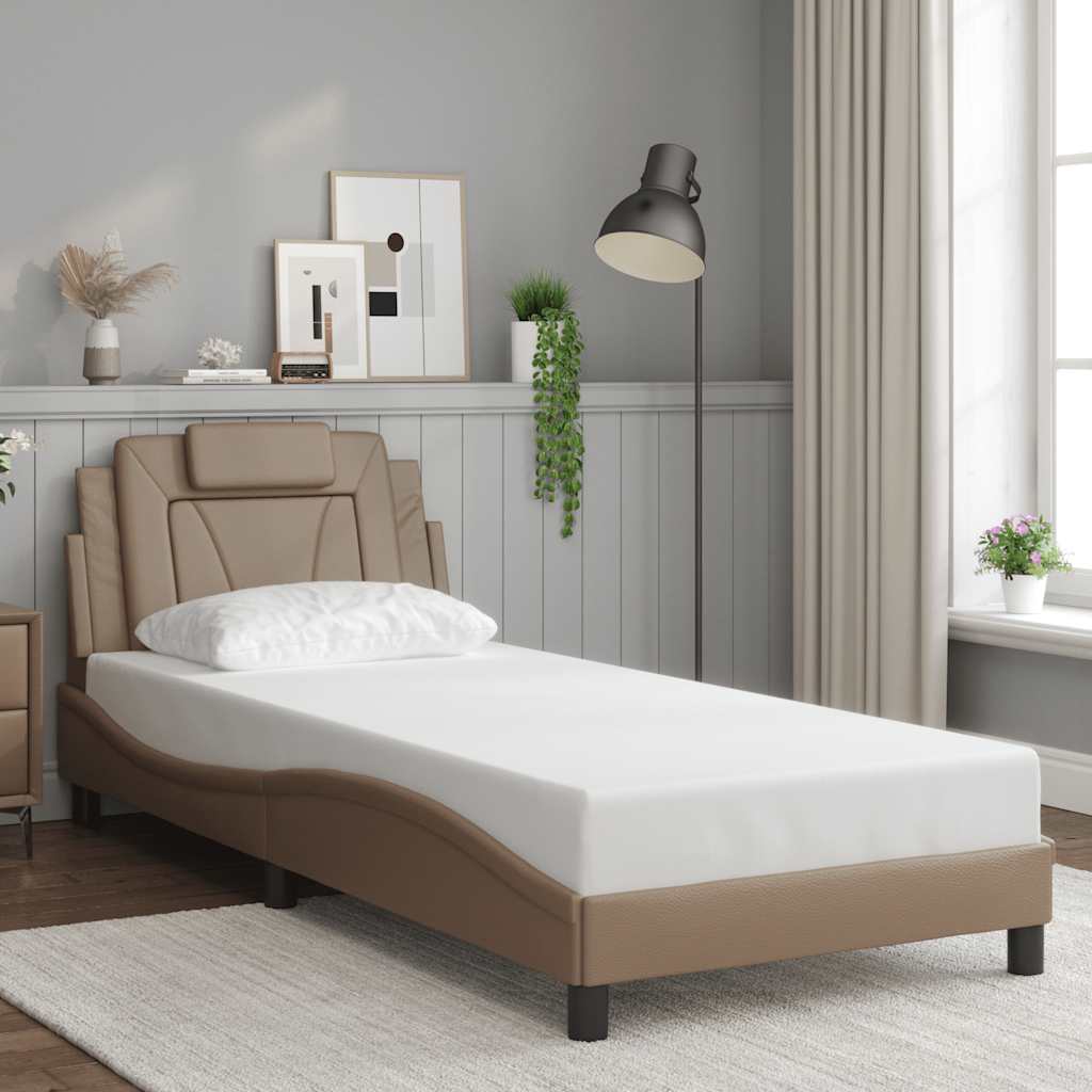 sengeramme uden madras Viana 80x200 cm kunstlæder cappuccinofarvet
