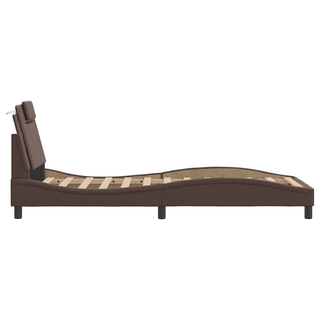 sengeramme uden madras Viana 90x190 cm kunstlæder brun