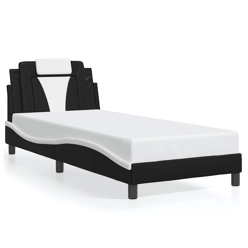 sengeramme uden madras Viana 90x190 cm kunstlæder sort og hvid