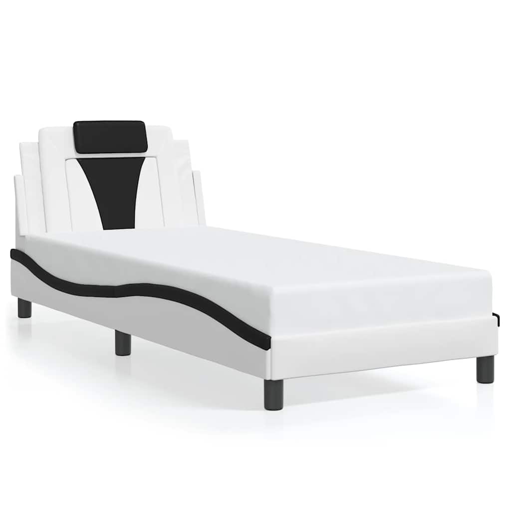 sengeramme uden madras Viana 90x190 cm kunstlæder sort og hvid