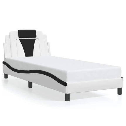 sengeramme uden madras Viana 90x190 cm kunstlæder sort og hvid