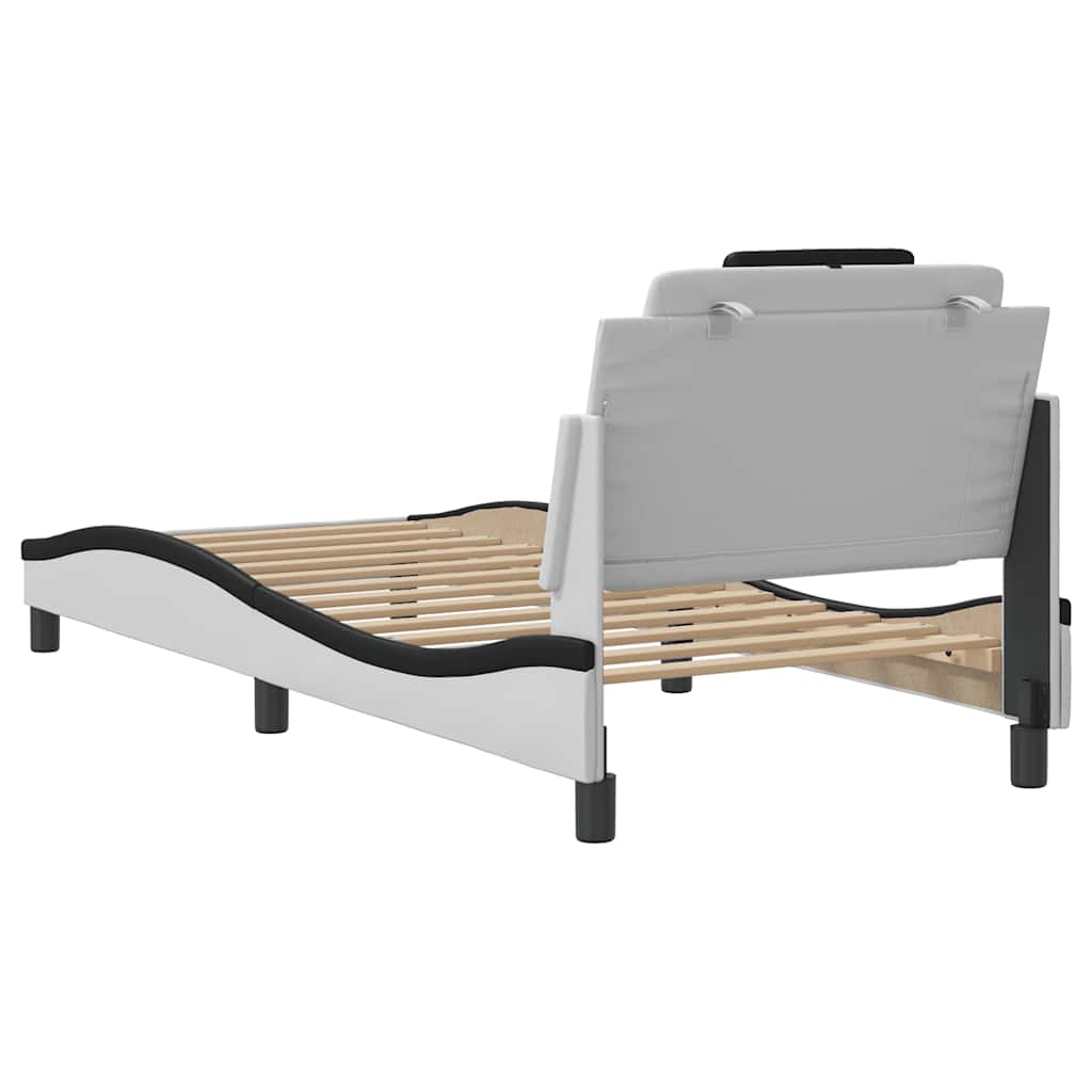sengeramme uden madras Viana 90x190 cm kunstlæder sort og hvid