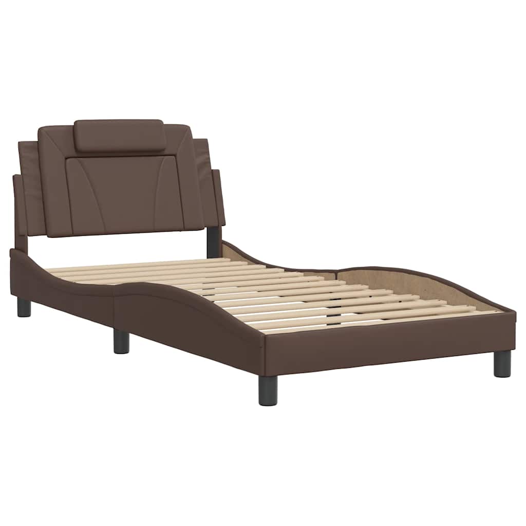 sengeramme uden madras Viana 100x200 cm kunstlæder brun