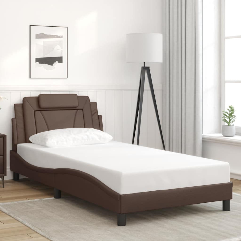 sengeramme uden madras Viana 100x200 cm kunstlæder brun