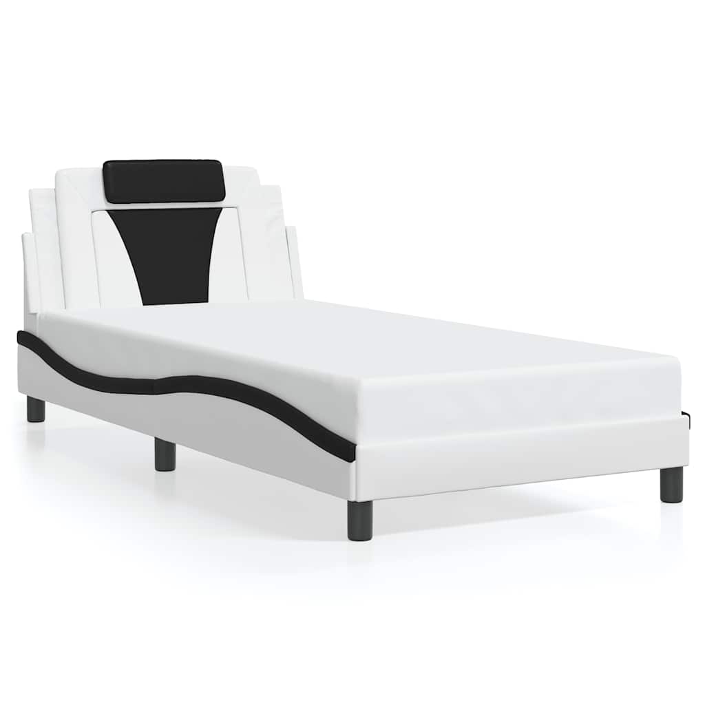 sengeramme uden madras Viana 100x200 cm kunstlæder sort og hvid