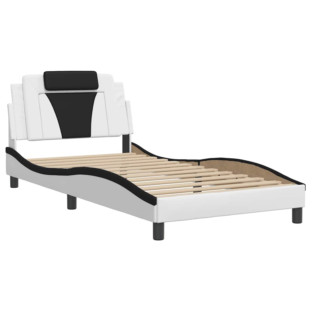 sengeramme uden madras Viana 100x200 cm kunstlæder sort og hvid