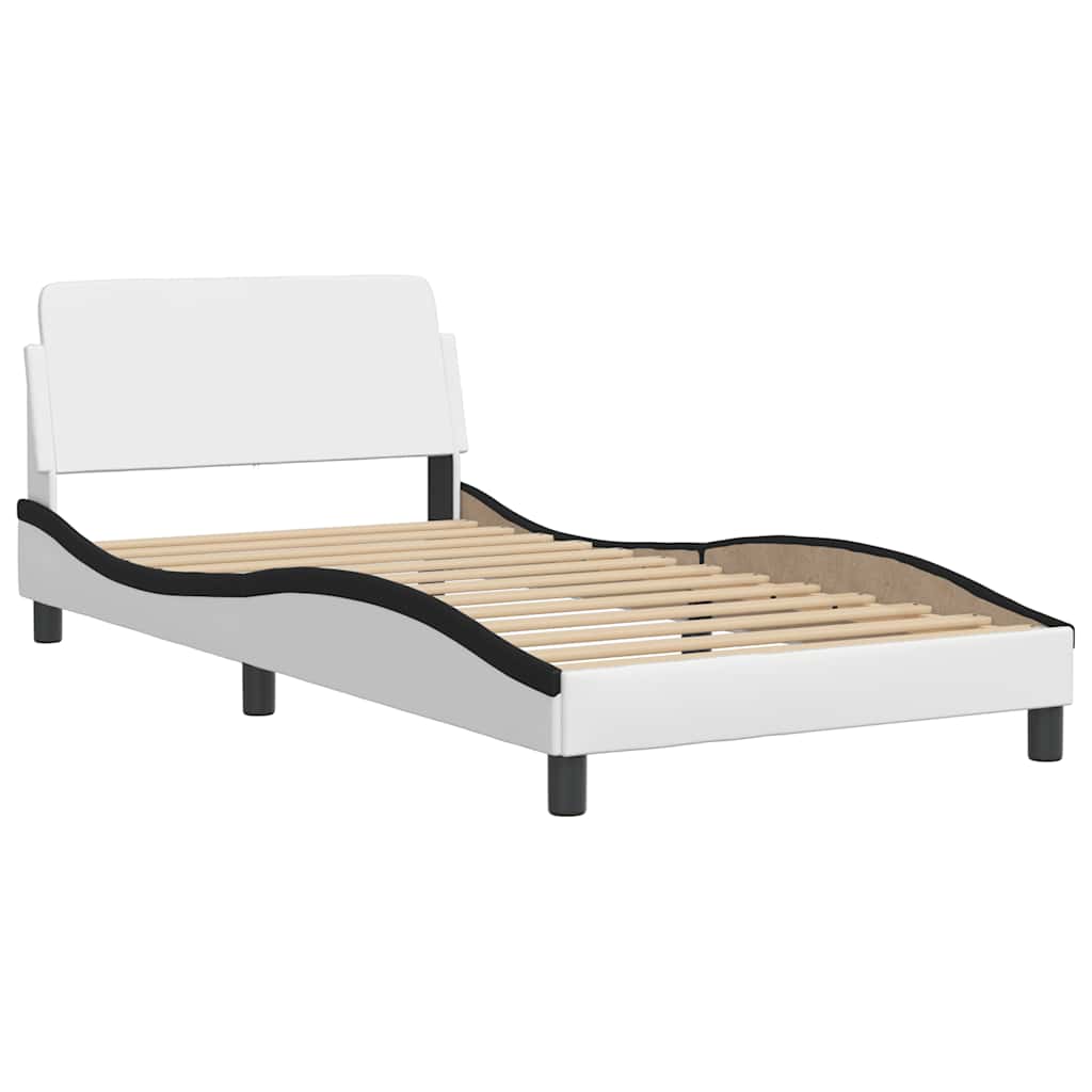 sengeramme uden madras Viana 100x200 cm kunstlæder sort og hvid