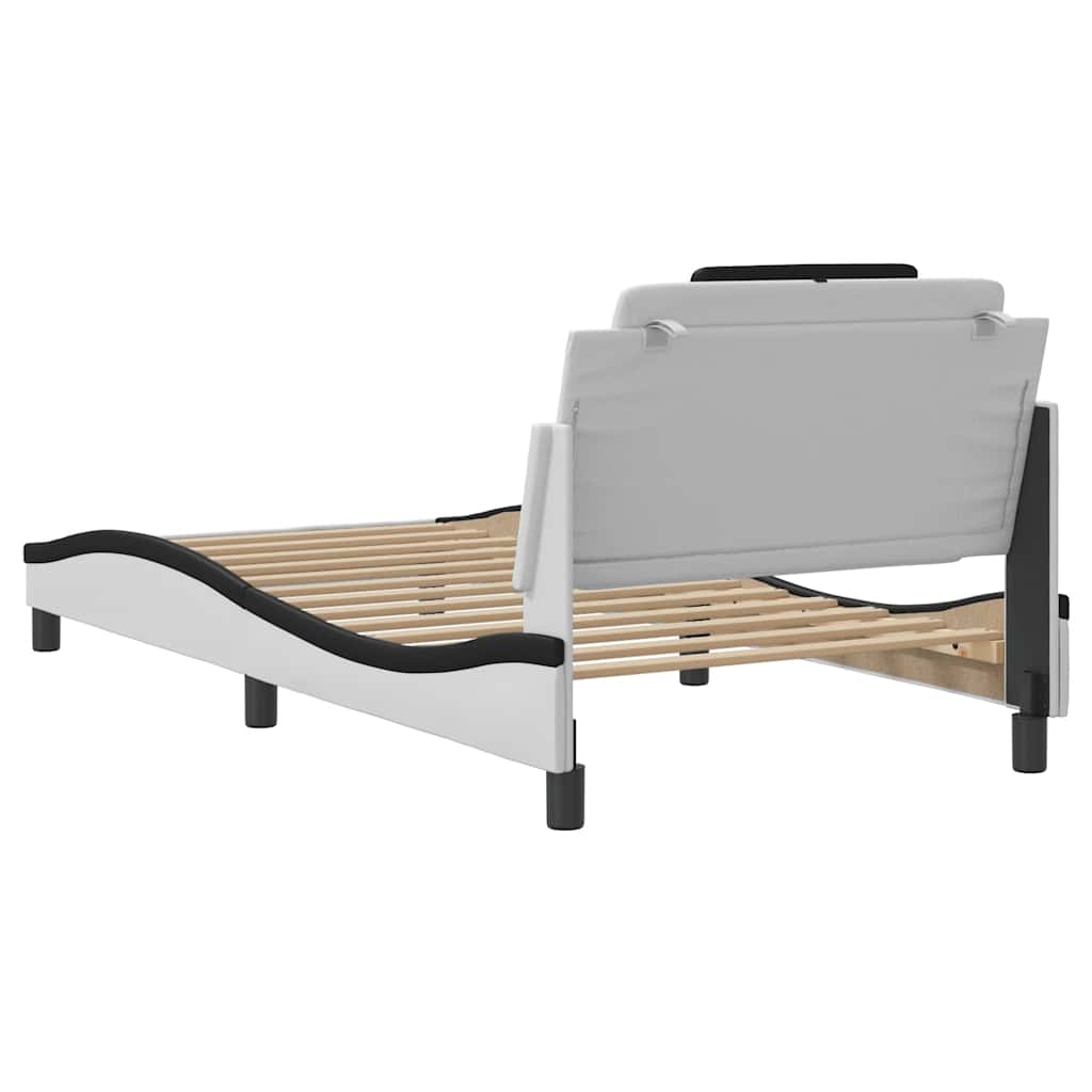 sengeramme uden madras Viana 100x200 cm kunstlæder sort og hvid