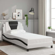 sengeramme uden madras Viana 100x200 cm kunstlæder sort og hvid
