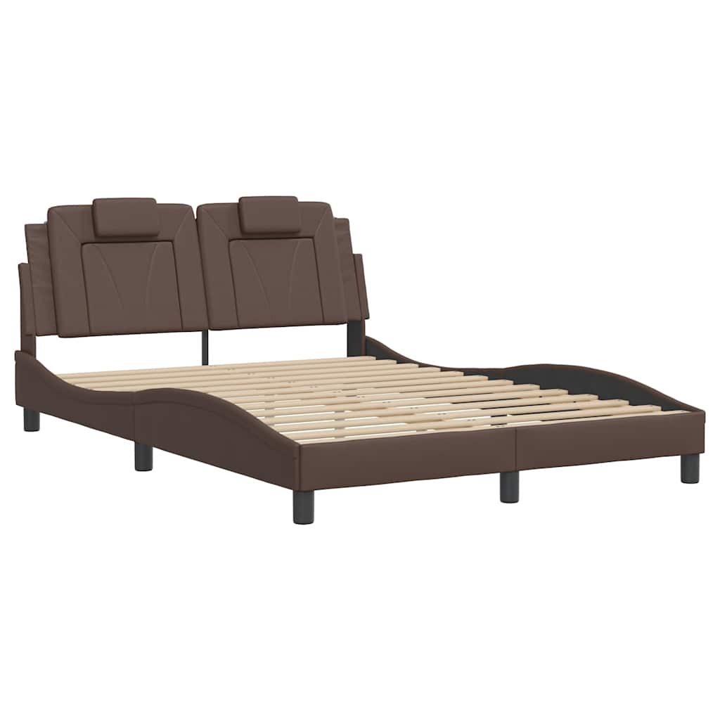sengeramme uden madras Viana 140x190 cm kunstlæder brun