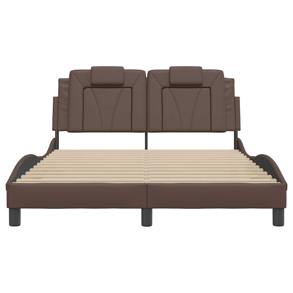 sengeramme uden madras Viana 140x190 cm kunstlæder brun