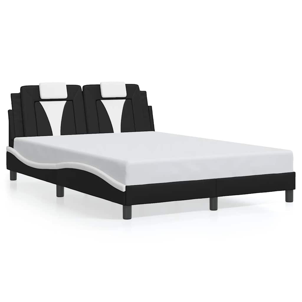 sengeramme uden madras Viana 140x190 cm kunstlæder sort og hvid