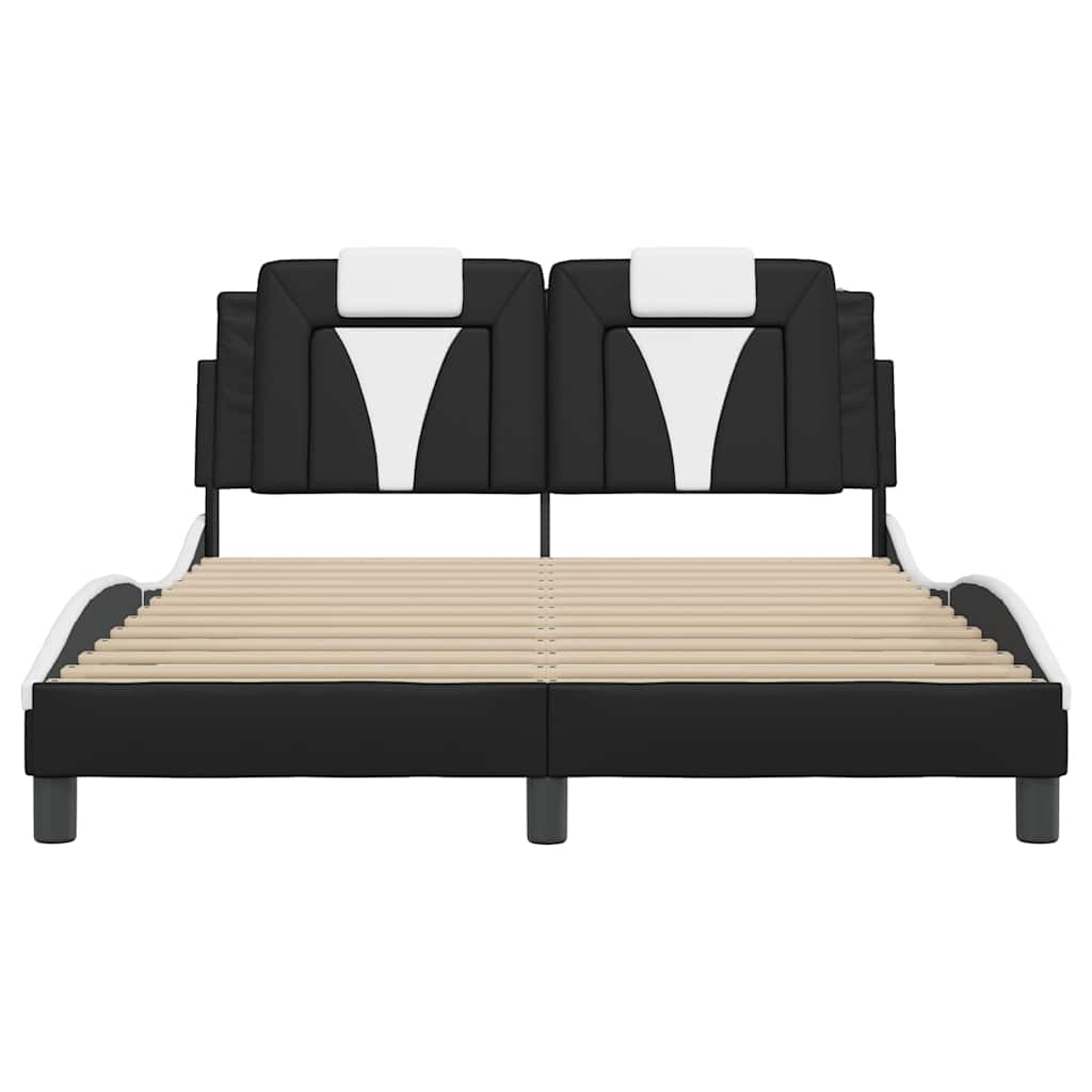 sengeramme uden madras Viana 140x190 cm kunstlæder sort og hvid