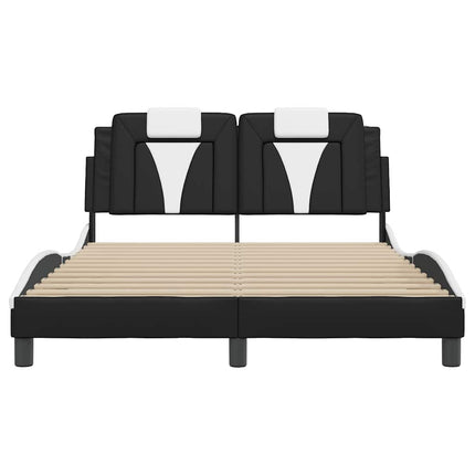sengeramme uden madras Viana 140x190 cm kunstlæder sort og hvid