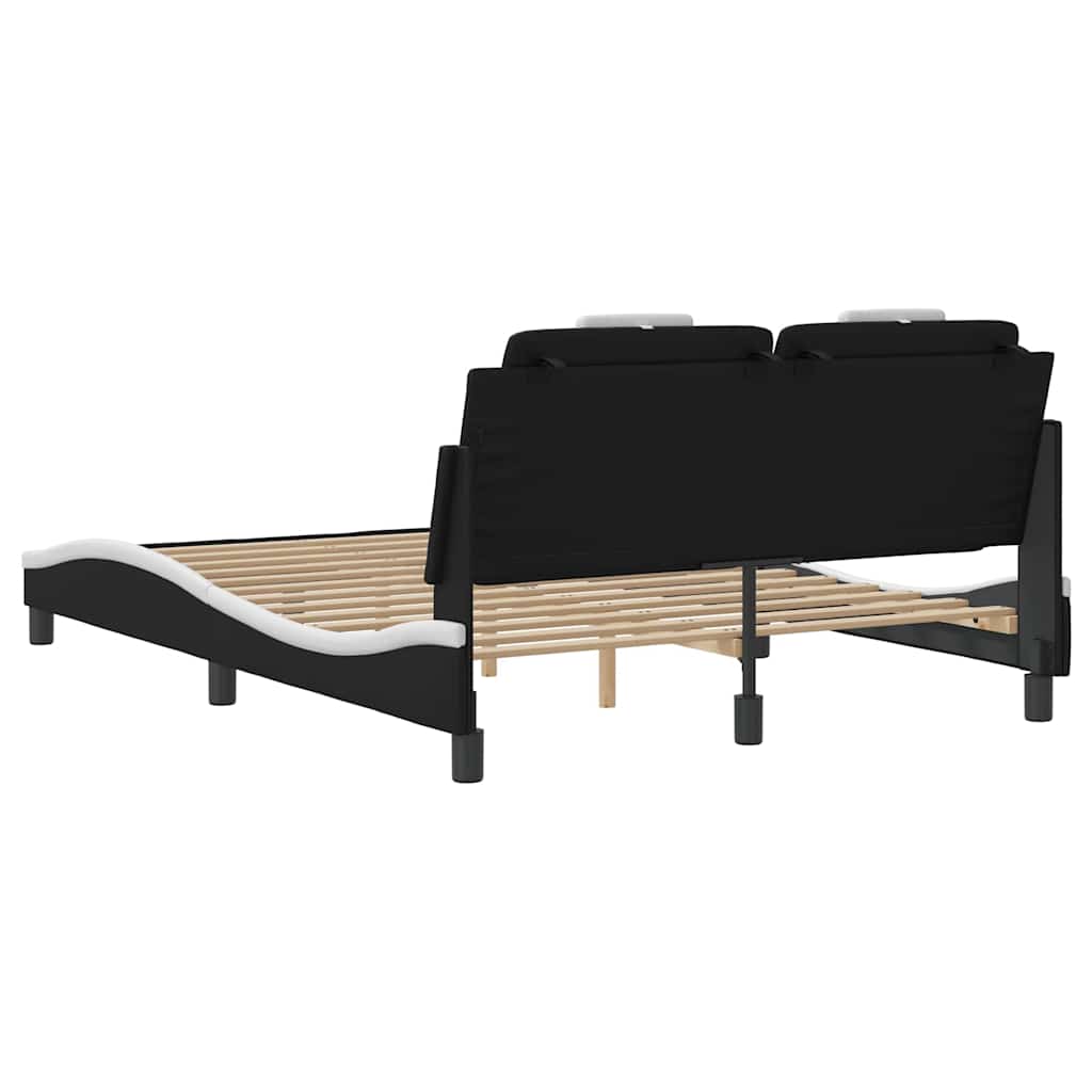 sengeramme uden madras Viana 140x190 cm kunstlæder sort og hvid