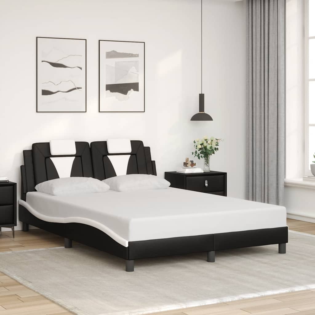 sengeramme uden madras Viana 140x190 cm kunstlæder sort og hvid