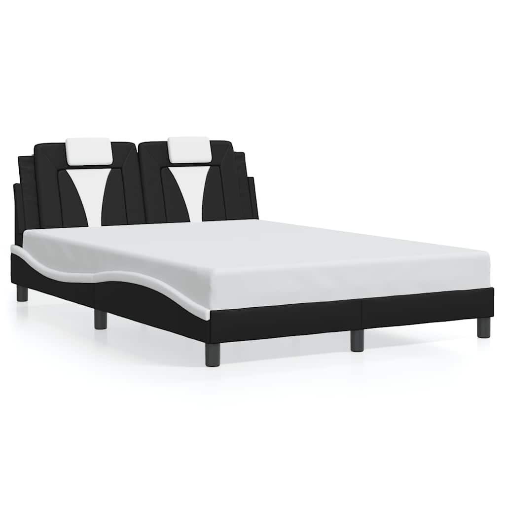 sengeramme uden madras Viana 140x200 cm kunstlæder sort og hvid