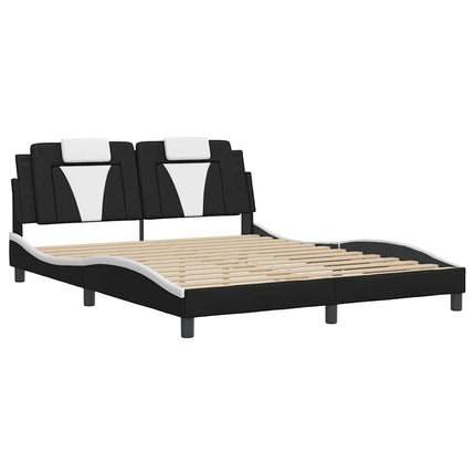 sengeramme uden madras Viana 160x200 cm kunstlæder sort og hvid