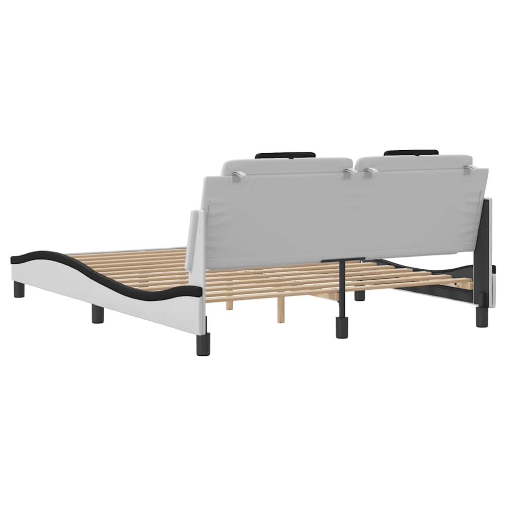 sengeramme uden madras Viana 160x200 cm kunstlæder hvid og sort