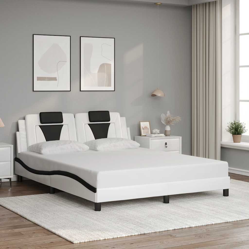 sengeramme uden madras Viana 160x200 cm kunstlæder hvid og sort