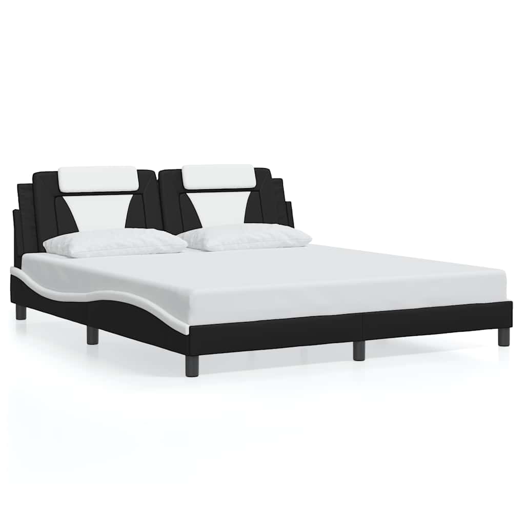 sengeramme uden madras Viana 180x200 cm kunstlæder sort og hvid