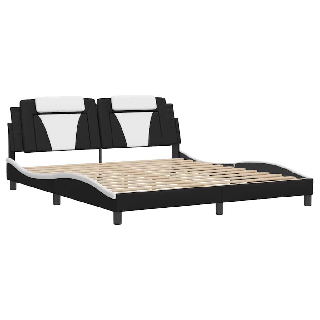 sengeramme uden madras Viana 180x200 cm kunstlæder sort og hvid